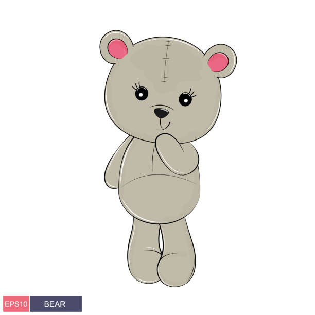 illustrations, cliparts, dessins animés et icônes de illustration dessinée à la main d'un ours drôle mignon - fluffy bear cute friendship