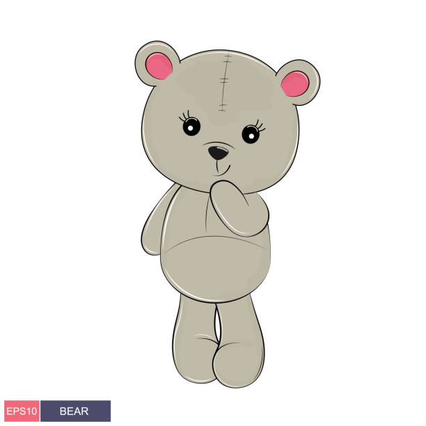 ilustrações de stock, clip art, desenhos animados e ícones de hand drawn illustration of a cute funny bear - fluffy bear cute friendship