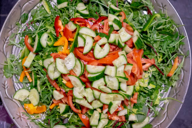 Large plate with vegetables stock photo