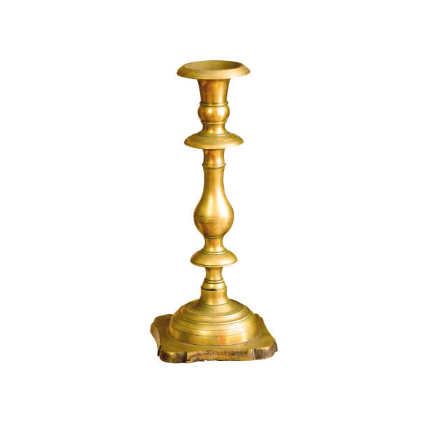 candelabro in oro antico isolato su sfondo bianco - relaxation candlestick holder decor decoration foto e immagini stock