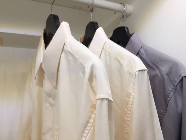 istock Shirts Hanging In Closet At Home 1137707842