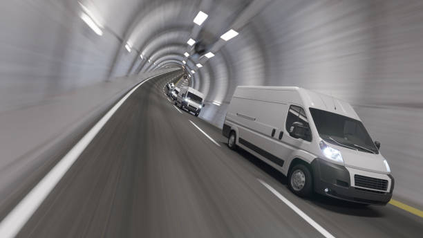 istock White Vans on the Move Inside Abstract the Tunnel 1137708452