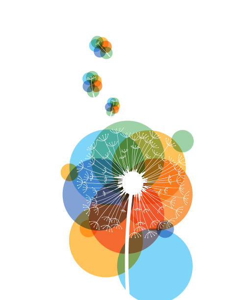 Silhouette of dandelion in colorful background Vector Silhouette of dandelion in colorful background . growth concept stock illustrations