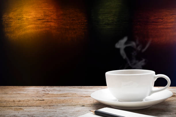 istock Wooden table with blur night bokeh background. 1137725137