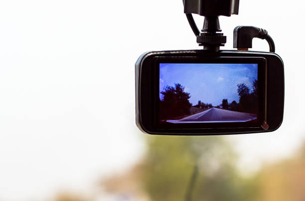 istock Picture road and tree on camera in car. 1137727463