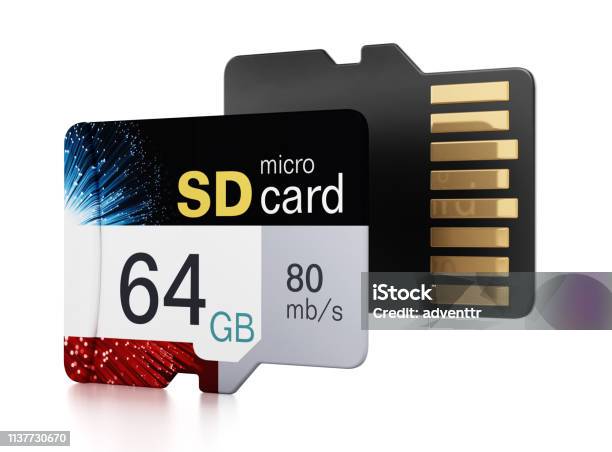 Microsd Background Micro Sd Card Back And Front Isolated On White Stock Photo - Download ...