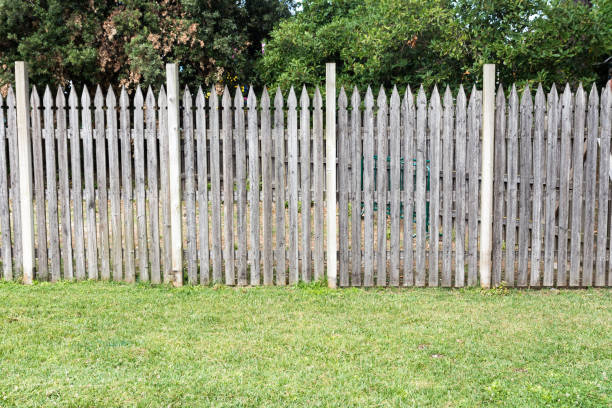istock Wooden picket fence in the meadow 1137734355