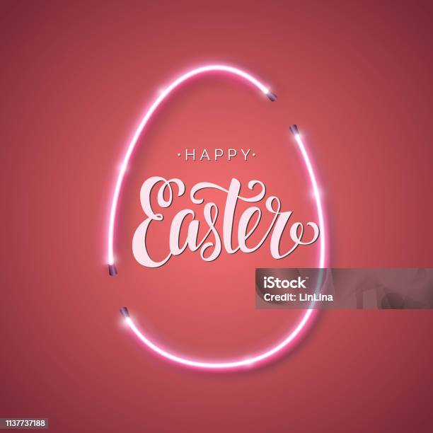 Easter Script Sign Happy Easter Script Lettering Inscription Hand Lettering Card Modern ...