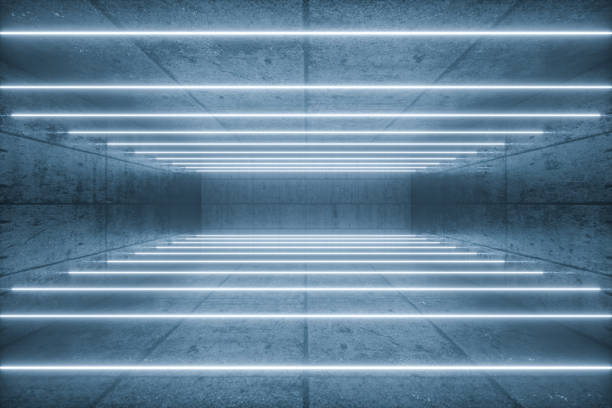 istock 3d rendering, glowing magic lines in anbanoned room, dark background 1137741716
