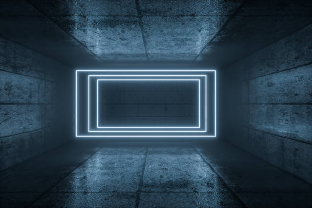 istock 3d rendering, glowing magic lines in anbanoned room, dark background 1137741765