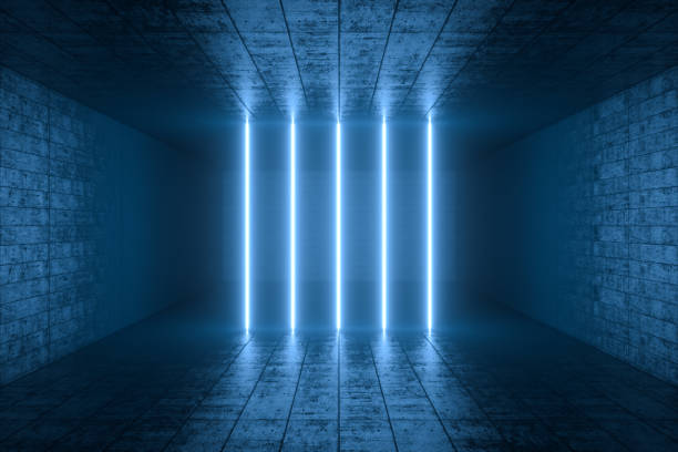 istock 3d rendering, glowing magic lines in anbanoned room, dark background 1137741814