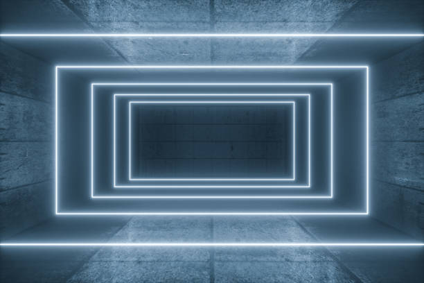 istock 3d rendering, glowing magic lines in anbanoned room, dark background 1137741923