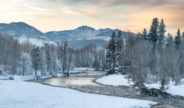 istock River in Snowy Forest Landscape (Winter) - Wild West, Washington State, USA 1137742040