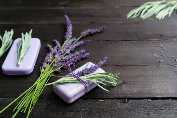 istock Lavender soap with flowers 1137742753
