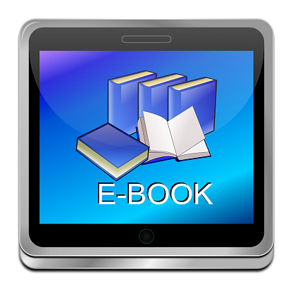 blue e-book button - 3D illustration