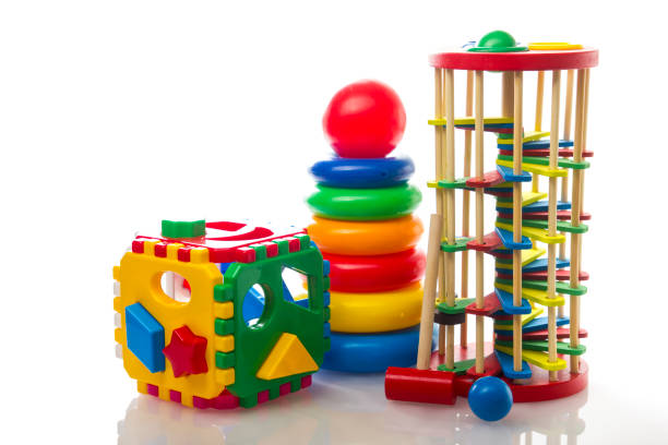 istock Kids educational developing toys frame on white background. Top view. Flat lay. Copy space for text 1137746672