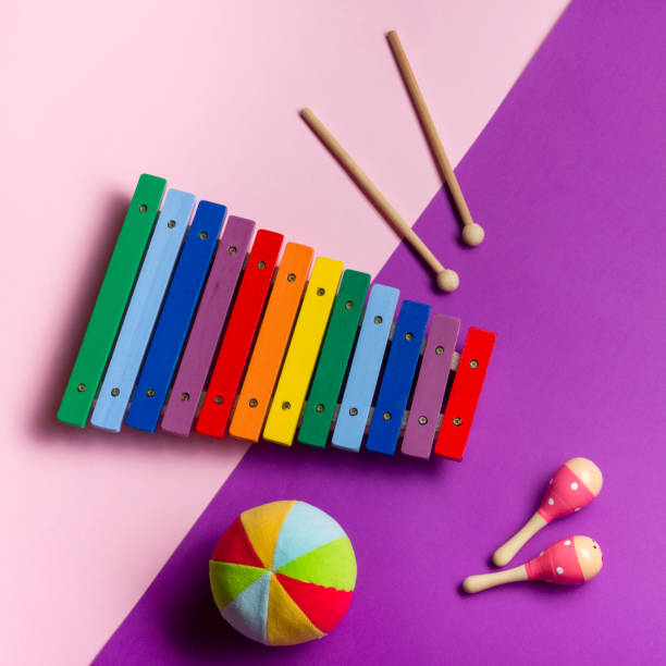 istock Kids educational developing toys frame on white background. Top view. Flat lay. Copy space for text 1137746729