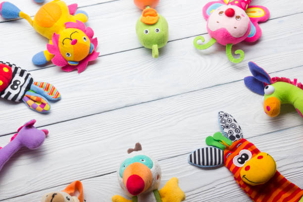 istock Kids educational developing toys frame on white background. Top view. Flat lay. Copy space for text 1137746765