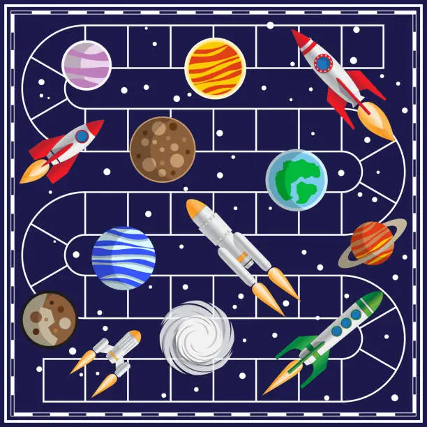 Vector illustration of A board game on the space theme.
