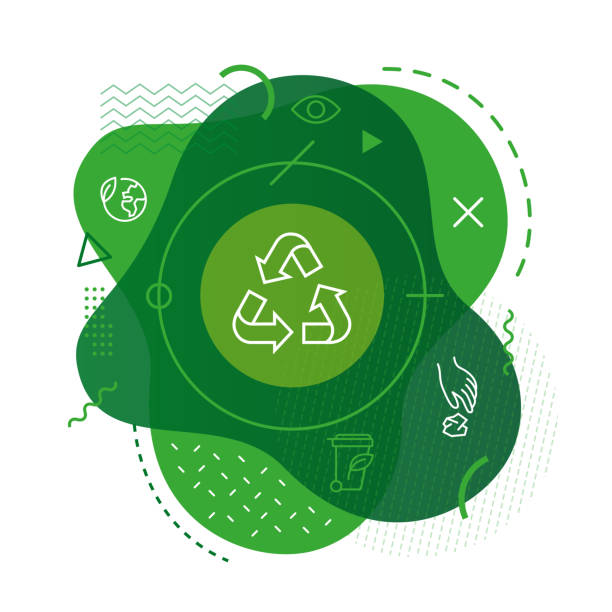 Recycle icon background Modern background with recycle icon environment patterns stock illustrations