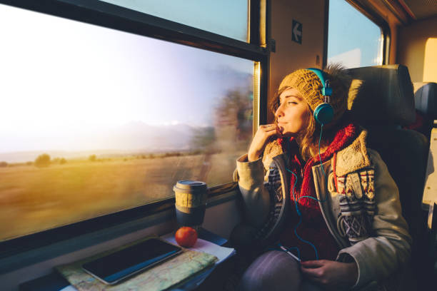 istock Traveler on a journey with train 1137751552