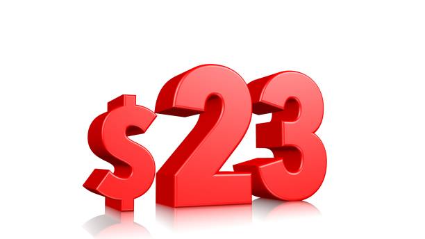 istock 23$ price symbol. red text 3d  render with dollar sign on white background 1137754230