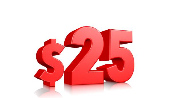 25$ price symbol. red text 3d  render with dollar sign on white background 25$ price symbol. red text 3d  render with dollar sign on white background number 25 stock pictures, royalty-free photos & images