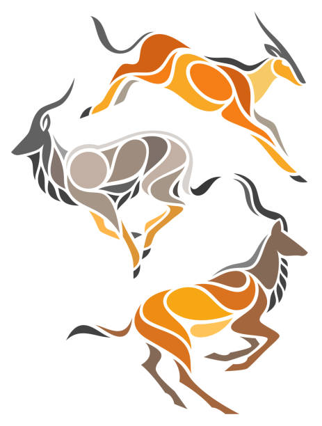 Stylized Antelopes Stylized Antelopes - Eland, Nyala and Kudu kudu stock illustrations