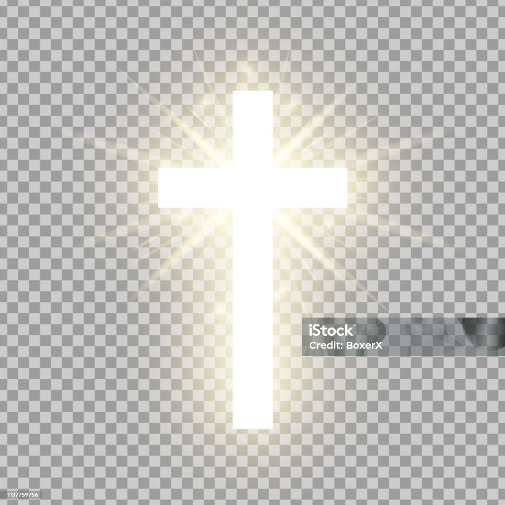 Cây Thánh Giá Vàng Tỏa Sáng Bị Cô Lập Trên Nền Trong Suốt Biểu ...