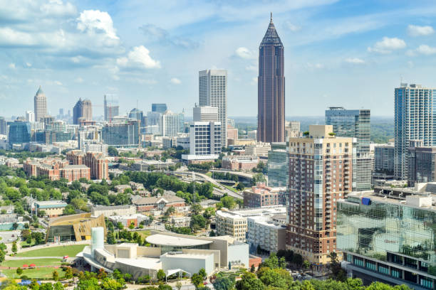 Aerial View of Downtown Atlanta (City Center/Financial District), Georgia, USA stock photo