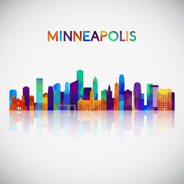 Minneapolis skyline silhouette in colorful geometric style. Symbol for your design. Vector illustration. Minneapolis skyline silhouette in colorful geometric style. Symbol for your design. Vector illustration. minnesota illustrations stock illustrations