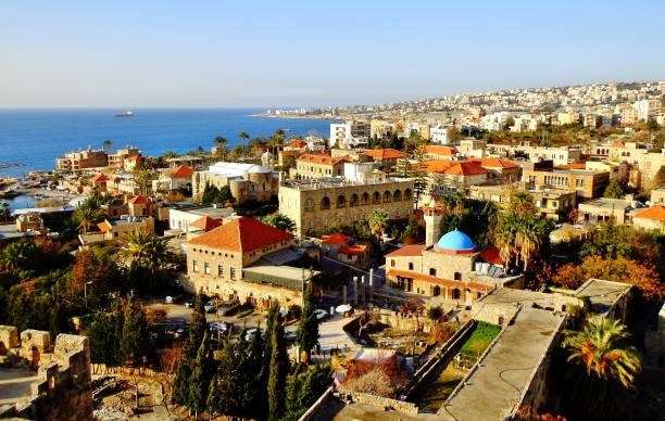 Historic Mediterranean Town by the Sea (Lebanon) stock photo