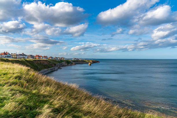 North Sea coast in Hartley, Northumberland, England, UK