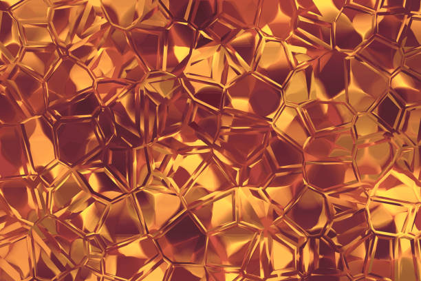 Golden Diamond Crystal Gold Background Abstract Mineral Gemstone Texture Vintage Shiny Pattern Computer Graphic Digitally Generated Image
