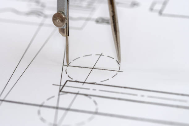 istock Engineer's drawing on white paper as background close up 1137773577