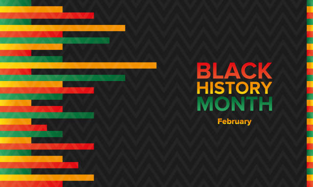 黑人歷史月。非裔美國人的歷史。每年2月在美國和加拿大慶祝, 10月在英國也慶祝。節日是為了紀念黑人在歷史上取得的成就。海報、橫幅、賀卡和背景 - 美國黑人歷史 幅插畫檔、美工圖案、卡通及圖標