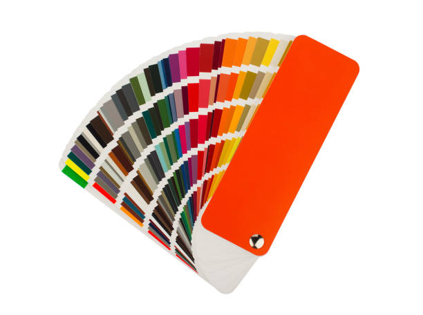 multicolor color paper sampler isolated on white - home decorator house painter color swatch paint imagens e fotografias de stock