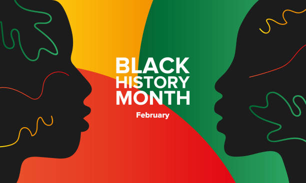měsíc černé historie. afroamerická historie. slaví se v únoru v usa a kanadě, také v říjnu ve velké británii. dovolená na počest úspěchů černochů v historii. plakát, banner, blahopřání a pozadí - black history in the us stock ilustrace