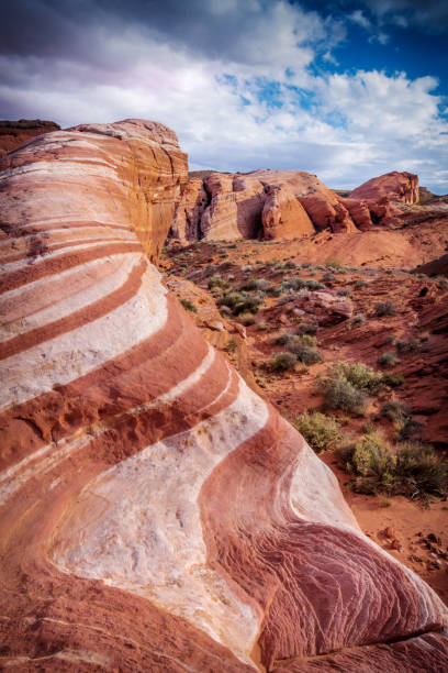 istock Fire Wave Trail rock formations, hiking in Valley of Fire State Park 1137784688