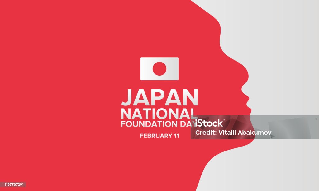 Día de la Fundación Nacional en Japón. Día de Fundación de Japón. Fiesta nacional en Japón celebrada anualmente el 11 de febrero. Día de año nuevo en el tradicional calendario lunisolar. Cartel, banner o fondo - arte vectorial de Acontecimiento libre de derechos