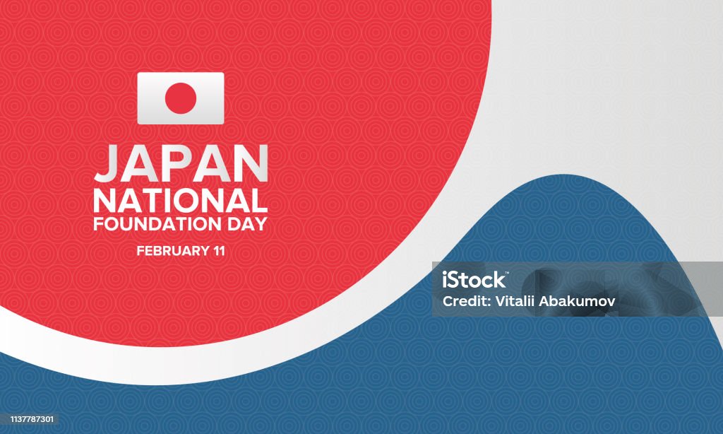 Día de la Fundación Nacional en Japón. Día de Fundación de Japón. Fiesta nacional en Japón celebrada anualmente el 11 de febrero. Día de año nuevo en el tradicional calendario lunisolar. Cartel, banner o fondo - arte vectorial de Ciudad de Osaka libre de derechos