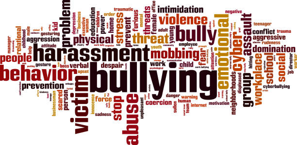 Bullying word cloud Bullying word cloud concept. Collage made of words about bullying. Illustration harassment stock illustrations