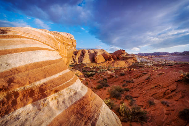 istock Fire Wave Trail rock formations, hiking in Valley of Fire State Park 1137787381