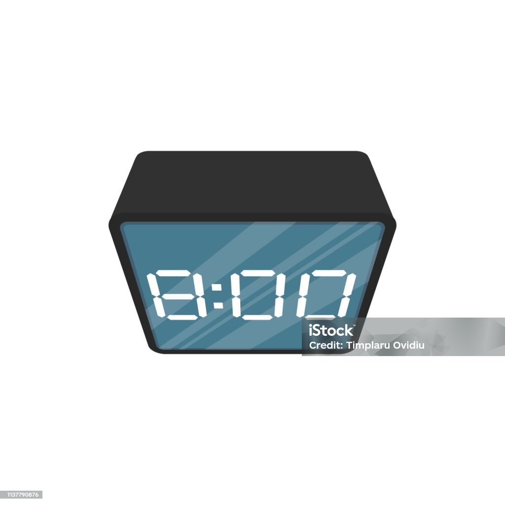 Digital Clock Vector Illustration Flat Design Stock Illustration ...