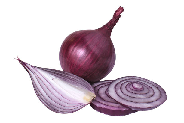 istock Purple onion slices on a white background 1137799617