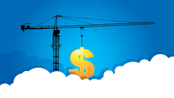 Making wealth Vector of Making wealth with sky background. tax silhouettes stock illustrations