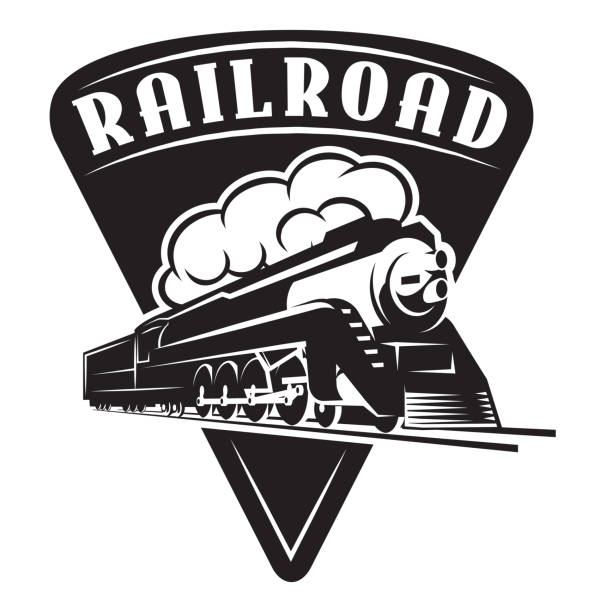 vector template with a locomotive, vintage train. - ilustração de arte vetorial