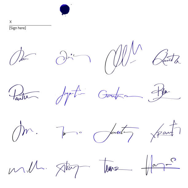 Signatures set Vector Signature fictitious Autograph signing stock illustrations