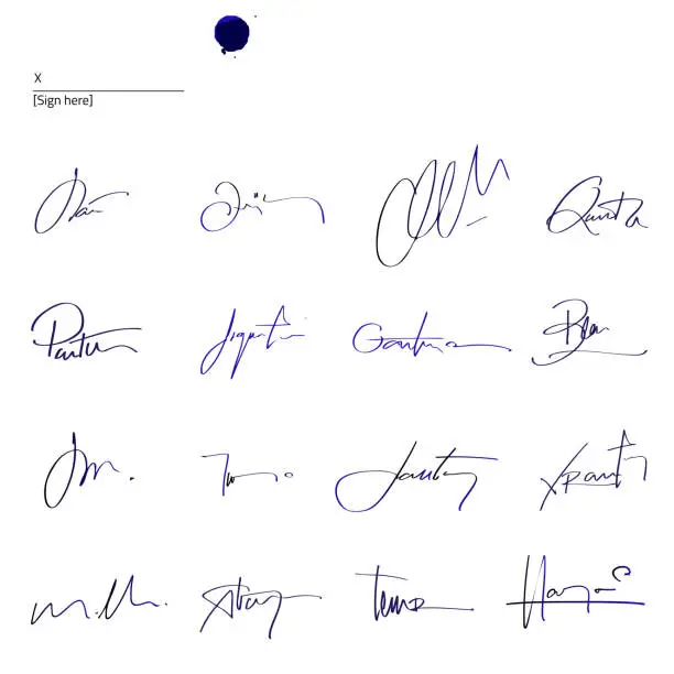 Vector illustration of Signatures set