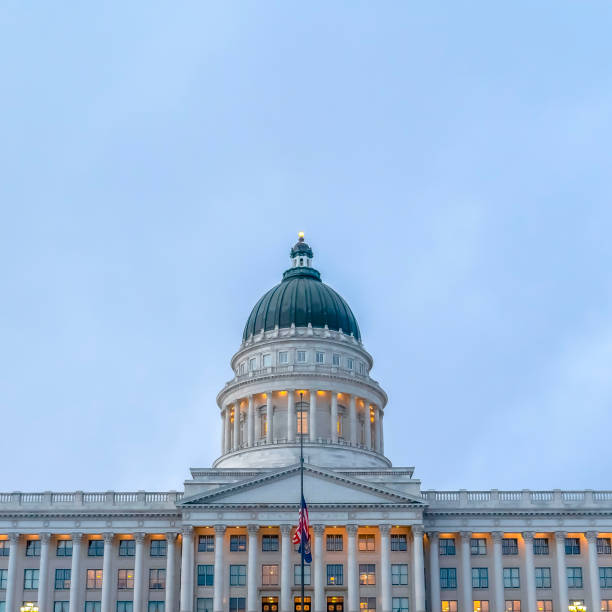 istock Flags in front of the Utah State Capital Building 1137808311